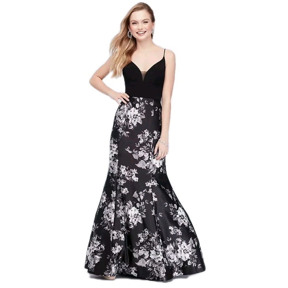 Blondie Nites Mermaid Trumpet Dress Prom HOCO‎ Event Tulle Sheer Satin Black 13